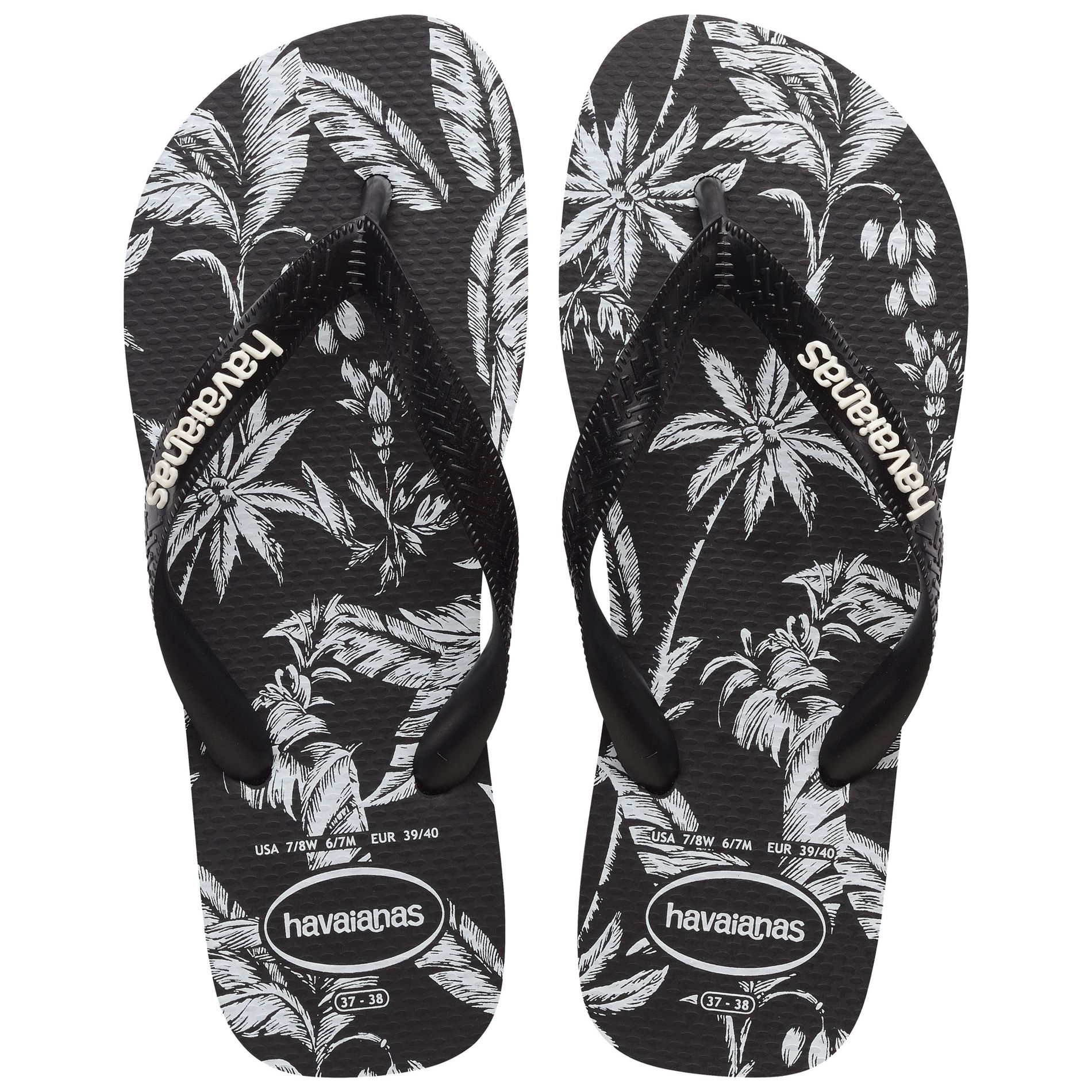 Havaianas Women's Logo Flip Sandals - Black/White Print