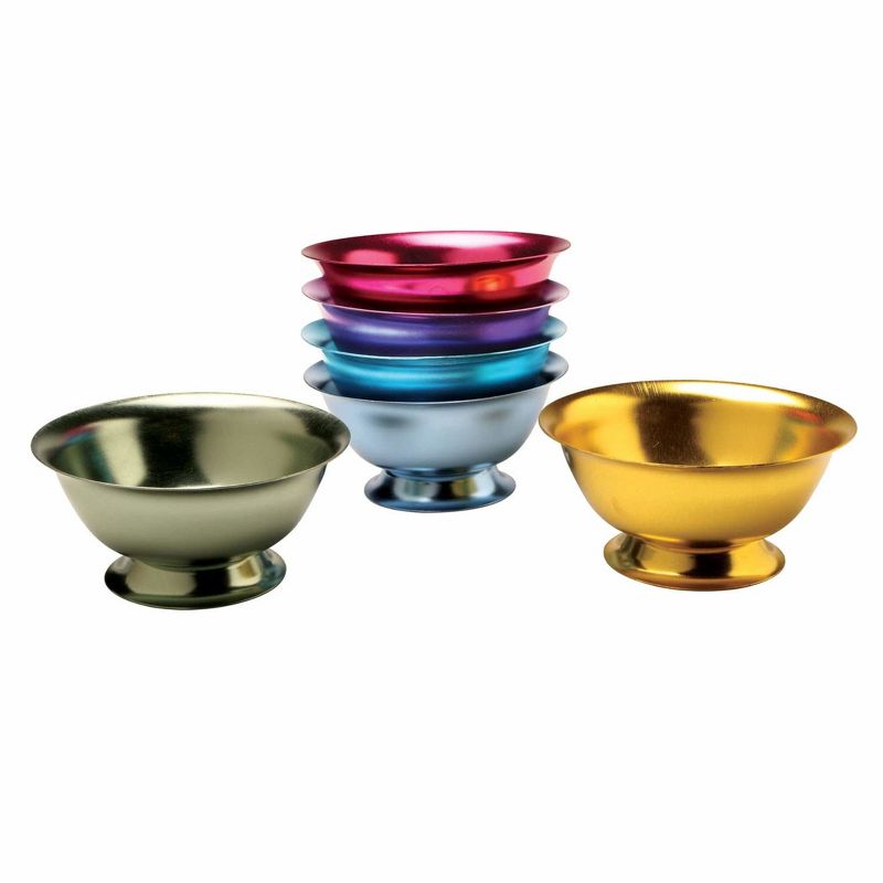 Retro Multi-Colored Aluminum Ice Cream Dessert Bowls Set of 6