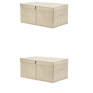REGALWOVEN Fabric Collapsible Spacious Versatile Storage Bin with Lid and Handle 2 Pcs - 1 of 4