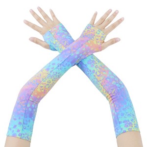 INSPIRE CHIC Women's Sun Protection Leopard Print Compression Sleeves Gloves with Tumb Hole 1 Pair - 1 of 4
