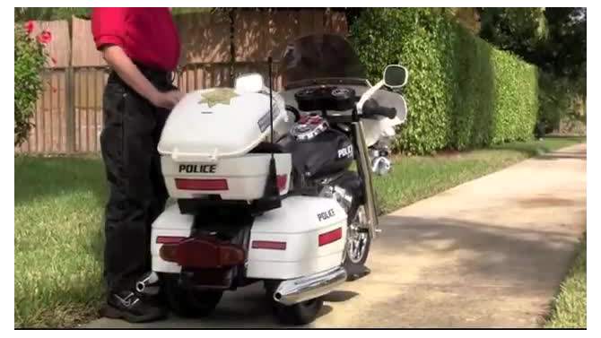 Kid Motorz 12V Police Motorcycle Powered Ride-On - White, 2 of 6, play video
