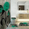 LunaLulinlk 4 Pcs Bathroom Shower Curtain Set Green Rose Shower Curtain - 4 of 4