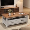 Farmhouse Coffee Table with Drawers, 47.2" Center Table Rustic Coffee Tables Walnut Living Room Table - 3 of 4