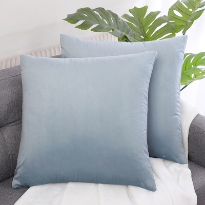 ETASOP Velvet Pillow Covers with Inserts Included 18x18, Pack of 2 Soft  Solid Decorative Throw Pillows for Sofa Bedroom Car (Baby Blue)