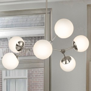 Urban Ambiance Luxury Minimalist Indoor Chandelier,  12-1/2''H x 33-1/2"W x 33-1/2''D,  Brushed Nickel Finish, UHP4623 - 1 of 4