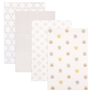 Luvable Friends Baby Boys Cotton Flannel Receiving Blankets, Owl 4-Pack, One Size - 1 of 1