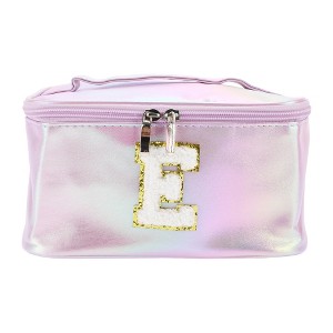 Unique Bargains Women's Square Letter E Makeup Bag Purple 1 Pc - 1 of 3