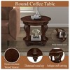 PAGED Coffee Table with Pattern Carvings, 2-Tier Solid Wood Center Table with Open Storage Shelf for Living Room - 3 of 4