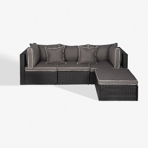 WestinTrends  4-Piece Outdoor Patio Sofa Sectional Set with Ottoman - 1 of 4