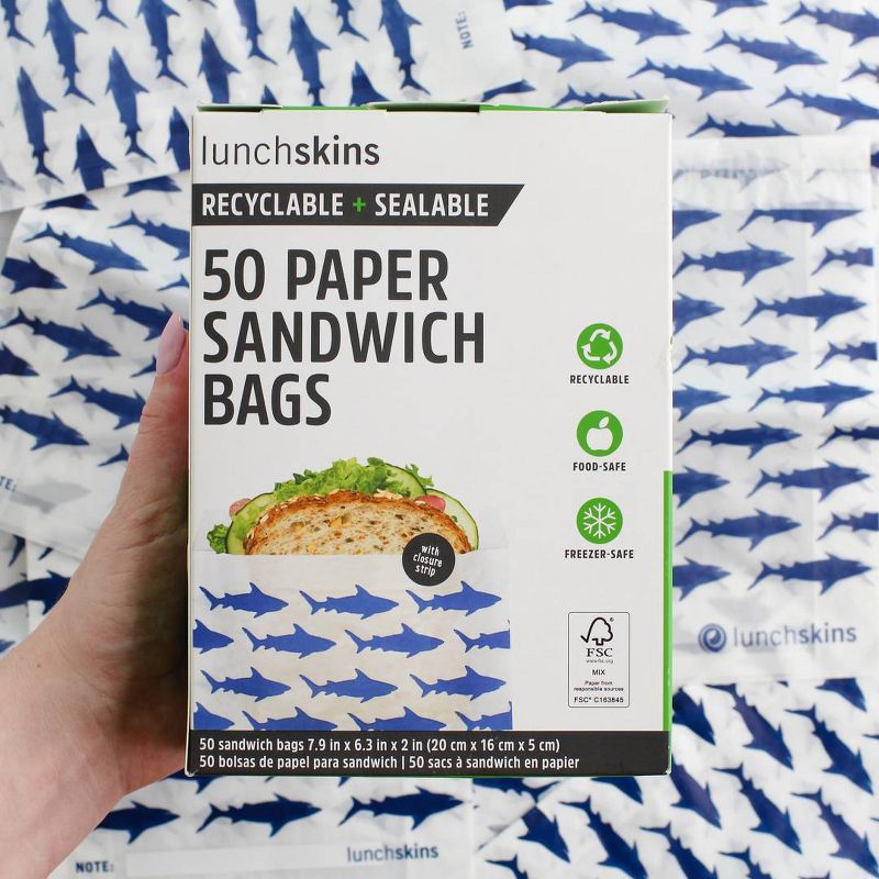 Lunchskins Recyclable & Sealable Paper Sandwich Bags - Shark - 50ct, 4 of 12