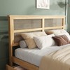 PAGED Queen Size Bed Frame Solid Wooden Bed with Rattan Headboard, Enhanced by Support Feet, Easy Assembly, Noise Free - 3 of 4