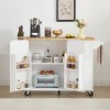 VYNXARIA Rolling Kitchen Island with Drop Leaf, Storage Cabinet & Tower Rack ¨C White - 3 of 4