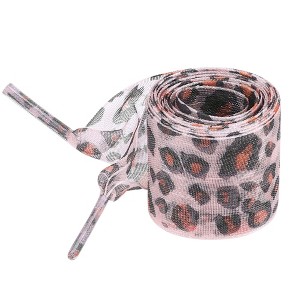 INSPIRE CHIC Leopard Ribbon Pattern Flat Wide Lace Shoelaces for Sneakers 1 Pair - 1 of 4