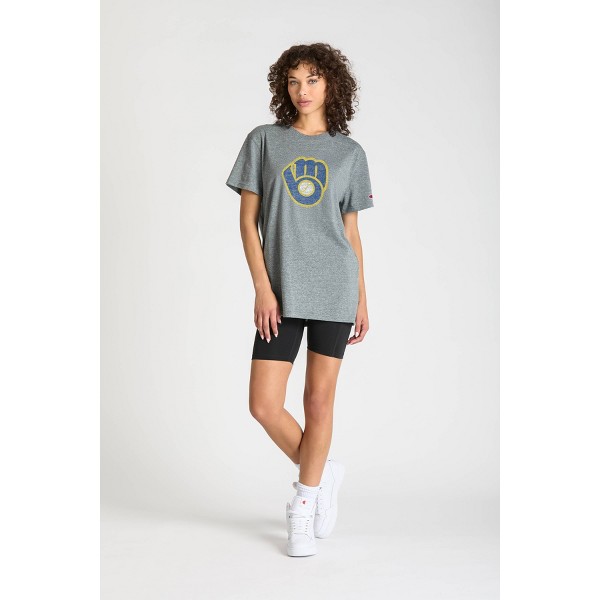Playera Champion Gris Triblend Coop para Hombre de MLB Milwaukee Brewers 5