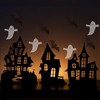 AuldHome Design Spooky Halloween House Village Silhouettes, 3pc Set; Scary Haunted House Wood Statue Figurines Centerpiece Set - 4 of 4