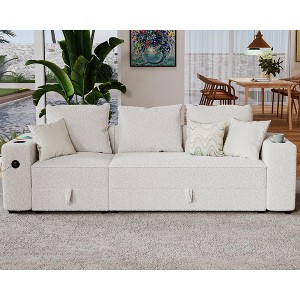 AMERLIFE Modular Sectional Sofa with USB Ports, Cup Holders& Hidden Storage for Office Living Room - 1 of 4