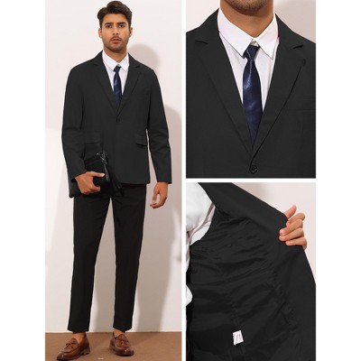 Мужские пиджаки INSPIRE CHIC Men's One Button Notched Lapel Solid Color Business Blazer Black X-Large — фото 3