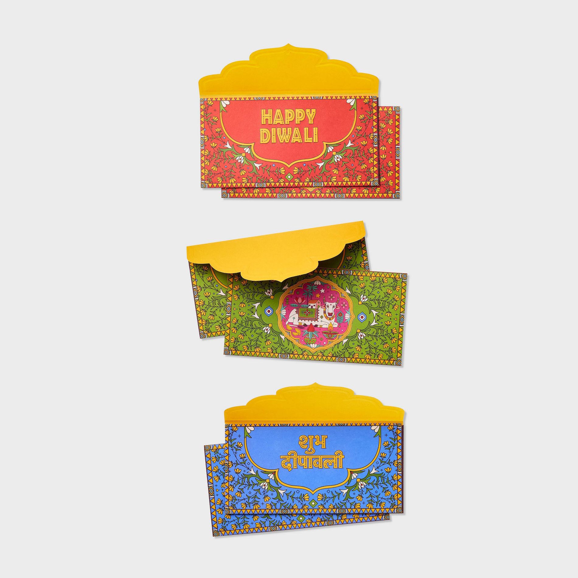 6ct Diwali Gifting Envelopes Blue/Green/Orange