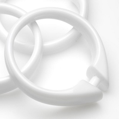 White Snap Plastic Shower Curtain Hooks Set of 12