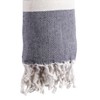 HomeRoots 59" X 71" Blue and White Cotton Plain Weave Striped Throw Blanket with Tassels - 4 of 4