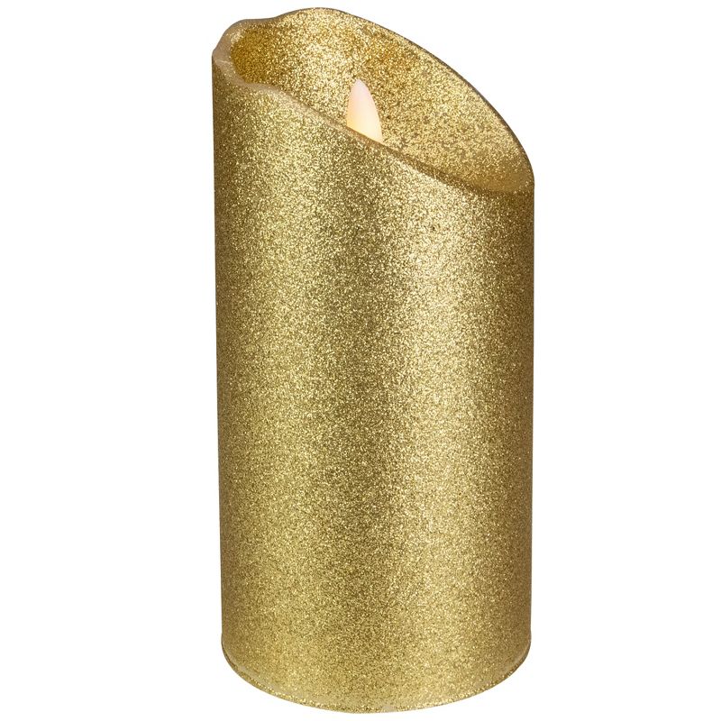 Northlight 6" LED Gold Glitter Flameless Christmas Decor Candle, 5 of 6