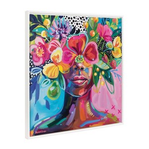 Kate & Laurel All Things Decor 30"x30" Sylvie Beaded She Was A Curious Mind Framed Canvas by Rachel Christopoulos White - 1 of 4