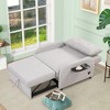 71.7" Linen Adjustable Sofa Bed with USB Charging and Collapsible Side Tables - 2 of 4