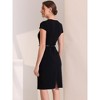 Allegra K Women's Vintage Cap Sleeve Belted Square Neck Sheath Dress - 4 of 4