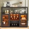 Aheaplus Bar Cabinet with Led Lights and Glass Holders, Bar Cabinet with Power Outlet - 2 of 4