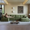 135 Inch Modern Plush Corduroy Fabric Cloud Sectional Sofa with 1 Ottoman Comfort Gray U Shaped Sofa for Living Room - 2 of 4