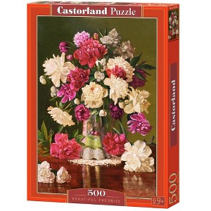 500 Piece Jigsaw Puzzle, Beautiful Pheonies, Bunch of flowers, Still nature, Adult Puzzle, Castorland B-53780 - 1 of 4