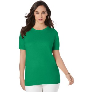 Jessica London Women's Plus Size Fine Gauge Crewneck Shell - 1 of 4