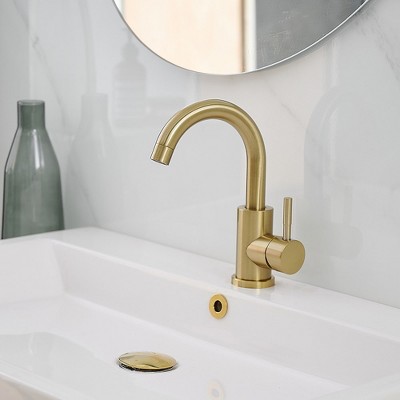 Brushed Gold Single Handle Bathroom Faucet with Swivel Spout