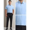 INSPIRE CHIC Men's Solid Short Sleeve Cotton Regular Fit Button Down Business Oxford Shirt - 4 of 4