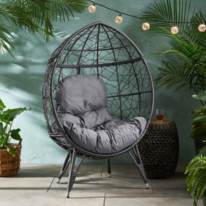 Coolbibila-Durable Iron Frame Mesh Design Egg Chair,Water-Resistant Cushions Egg Chair,Egg Chair Outdoor For All-Weather Durability - 1 of 4