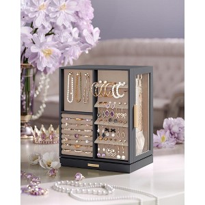 Jewelry Box 360° Rotating, Accessory Organizer with 5 Drawers, Glass Window Spacious - 1 of 4