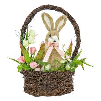 EASTER Ribbon Bundle with Felt Easter Basket Pastel Curling Wired Bunny  #XBB
