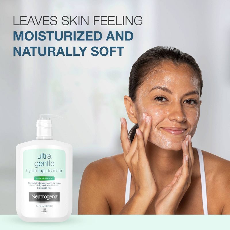 Neutrogena Ultra Gentle Hydrating Facial Cleanser for Sensitive Skin - Fragrance Free - 12 fl oz, 6 of 10