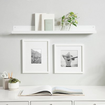 White 39" Modern Metal Floating Wall Shelf