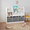 BRINJOY Children's bookcase and bookshelf, toy storage with 3 multifunctional bookcases with foldable fabric drawers White - 4 of 4