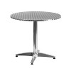 Emma and Oliver 31.5" Round Aluminum Table Set with 2 Slat Back Chairs - 3 of 4