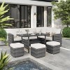 7-Pc Outdoor Patio Set - All-Weather Rattan Sectional w/Plastic Wood Table for Backyard/Poolside - 3 of 4