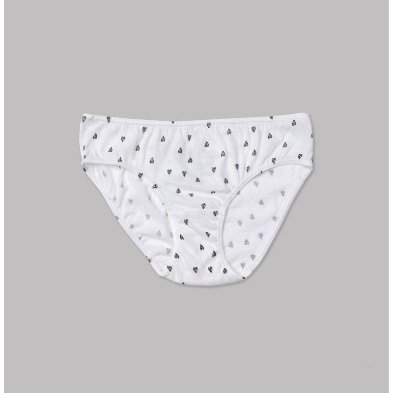 Nubies Essentials Girls' 5pk Heart Print Underwear - White, 4 of 6