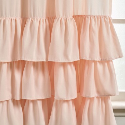 Blush Polyester Ruffled Light-Filtering Window Curtain Panels, 40"W x 45"L