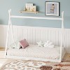 Okak House Floor Bed Twin/Full Size,Solid Wood Bed Frame with Safety Rails & Headboard, Wooden Fence Bed,Slat Not Required - 2 of 4