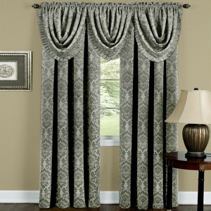 Kate Aurora 5 Pc. Damask Thermal Blackout Rod Pocket Window Curtains & Valances Set - 1 of 3