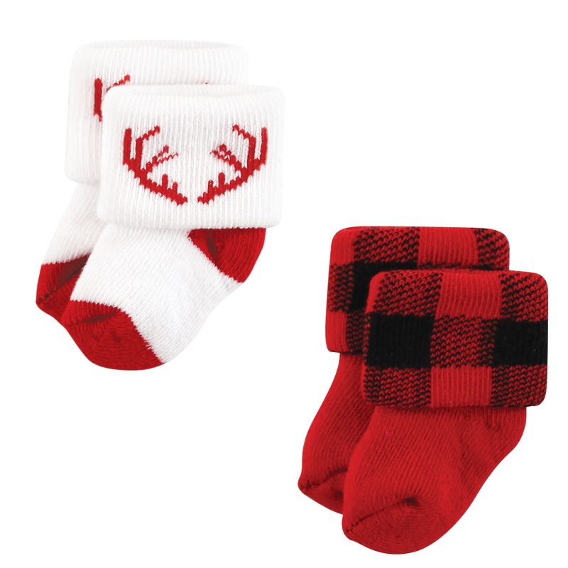 Hudson Baby Infant Boys Cotton Rich Newborn and Terry Socks, 12 Days Of Christmas Santa, 3 of 9