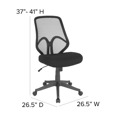 Ergonomic High-Back Armless Black Mesh Swivel Office Chair