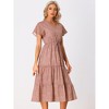 Allegra K Women's Summer Boho Casual Short Sleeve V Neck Tiered Floral Midi Dresses - 4 of 4