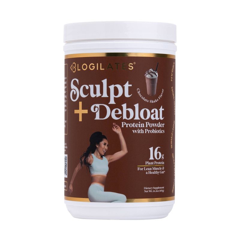 Blogilates Sculpt &#38; Debloat Plant Protein Vegan Powder with Probiotics - Chocolate Shake - 13.4oz, 1 of 8